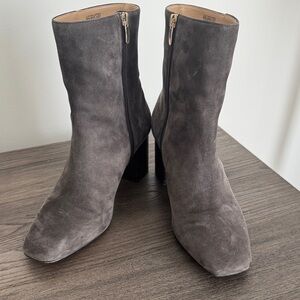 Ann Taylor Gray Suede Heeled Boots